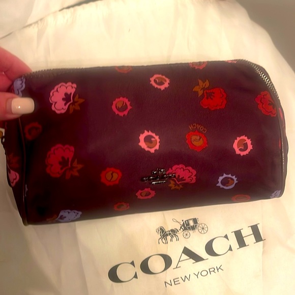 Coach Floral Cosmetic Bag - Burgundy and Pink - Picture 3 of 7